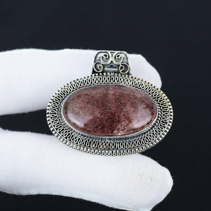 Pink Strawberry Quartz Gemstone Pendant