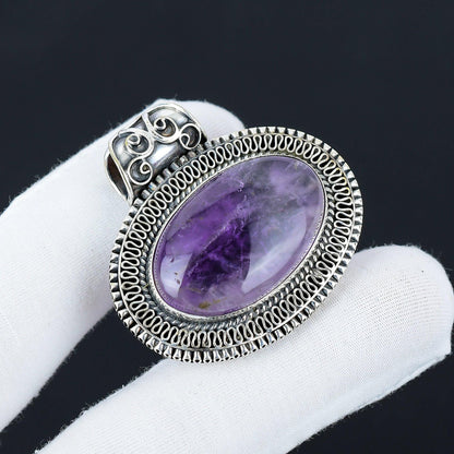 Purple Amethyst Silver Pendant