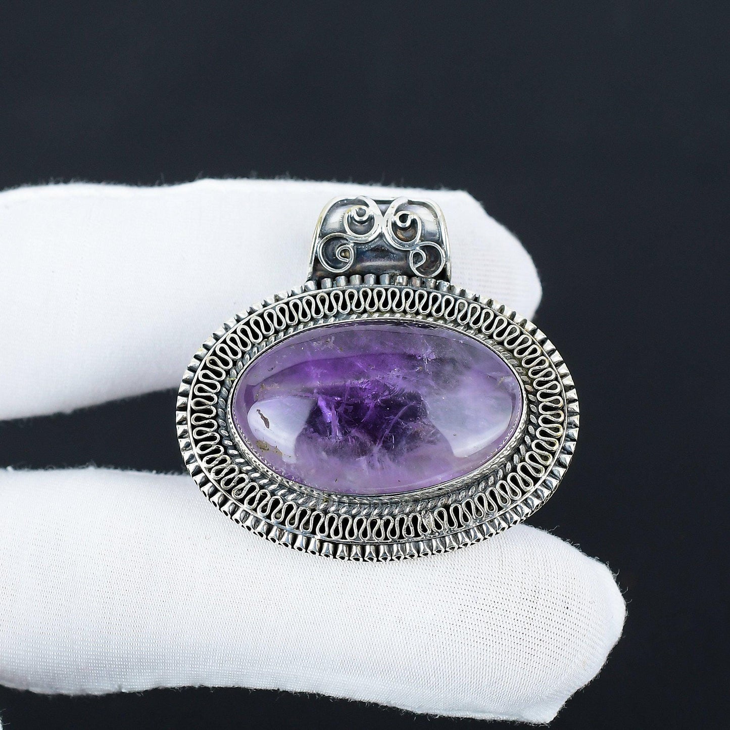 Purple Amethyst Silver Pendant