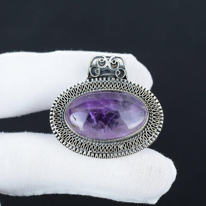 Purple Amethyst Silver Pendant