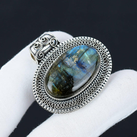 Blue Fire Labradorite Pendant