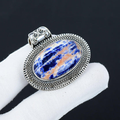Blue Sodalite Sterling Silver Pendant