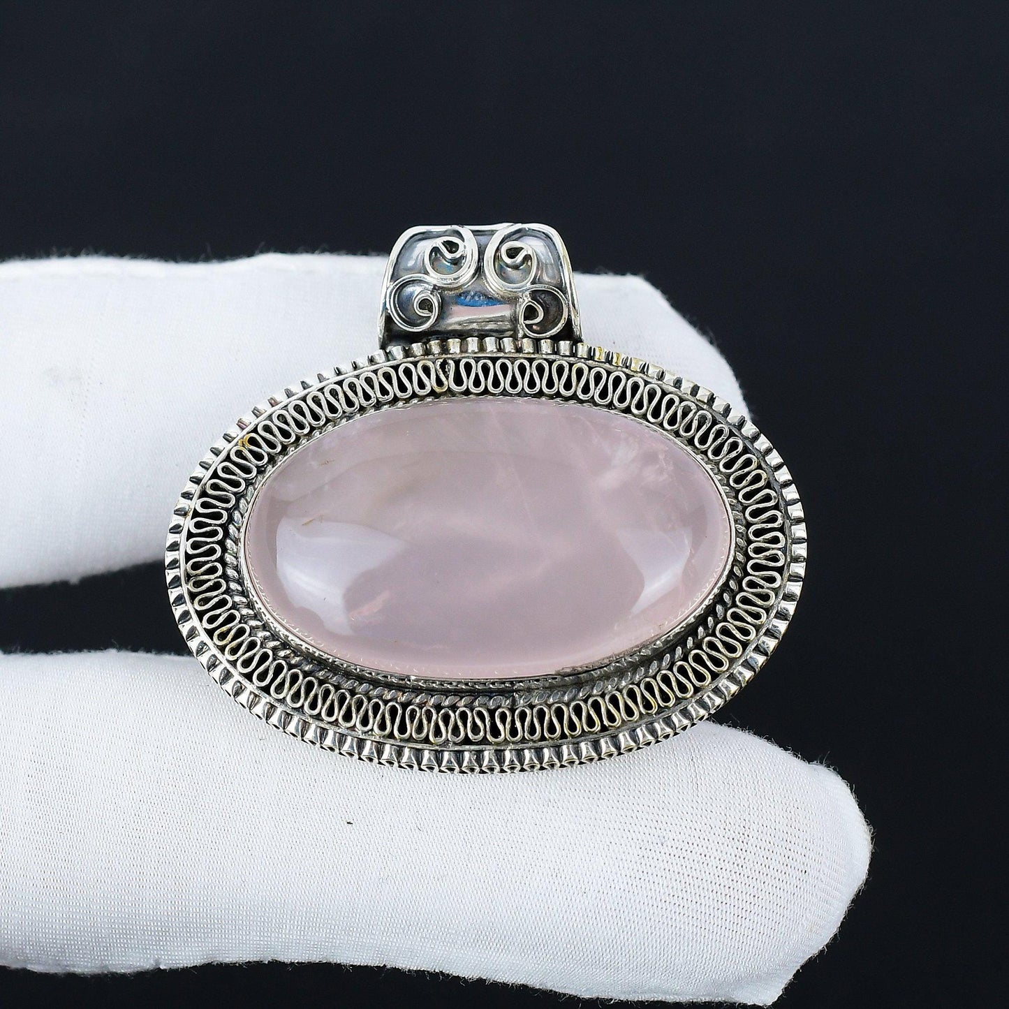 Pink Rose Quartz Gemstone Pendant
