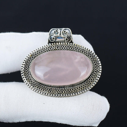 Pink Rose Quartz Gemstone Pendant