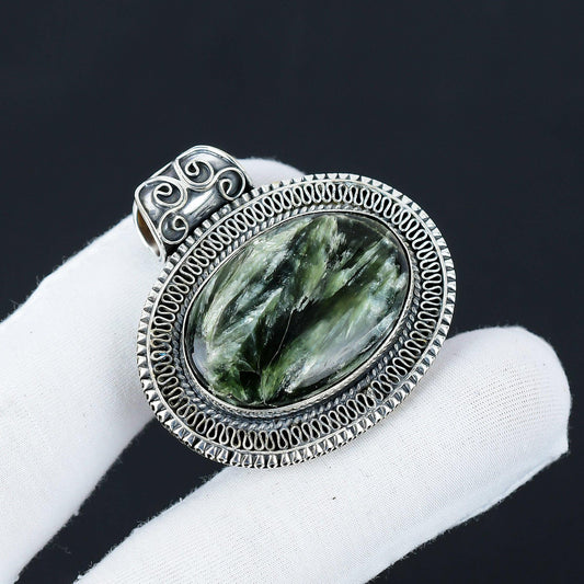 Green Seraphinite Gemstone Pendant