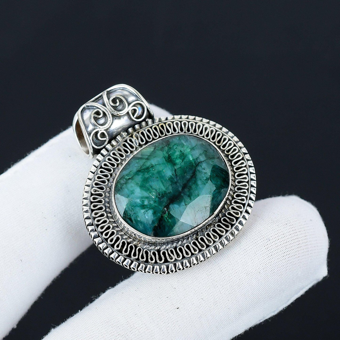 Emerald Green Sterling Silver Pendant
