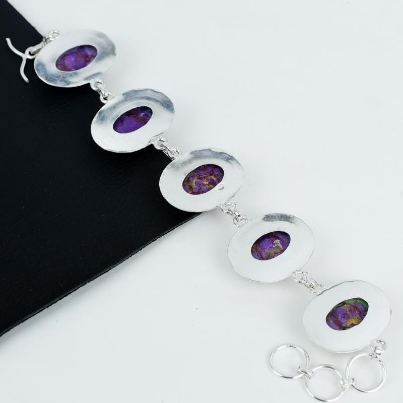 Purple Copper Turquoise Sterling Silver Bracelet