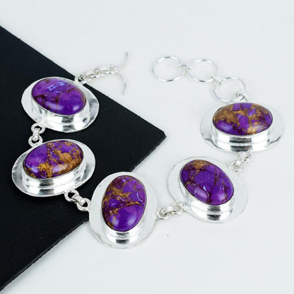 Purple Copper Turquoise Sterling Silver Bracelet