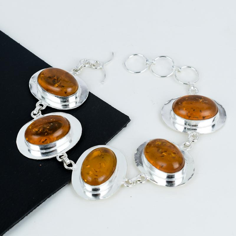 Sterling Silver Baltic Amber Bracelet