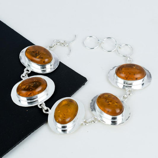 Sterling Silver Baltic Amber Bracelet