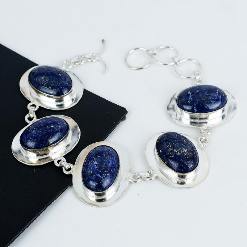 Blue Lapis Lazuli Sterling Silver Bracelet