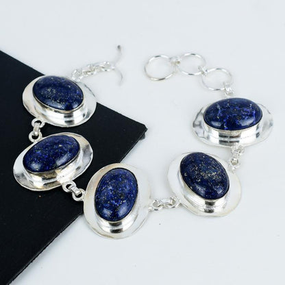 Blue Lapis Lazuli Sterling Silver Bracelet