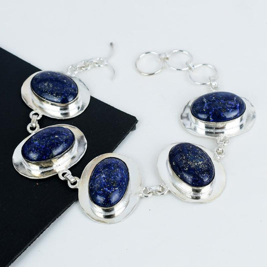 Blue Lapis Lazuli Sterling Silver Bracelet