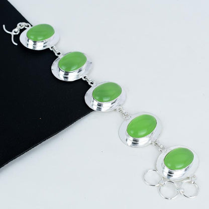 Green Onyx Silver Bracelet