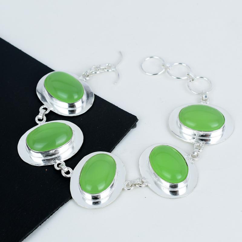 Green Onyx Silver Bracelet