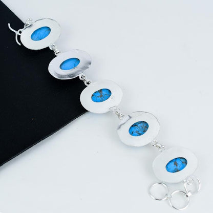 Blue Turquoise Silver Bracelet