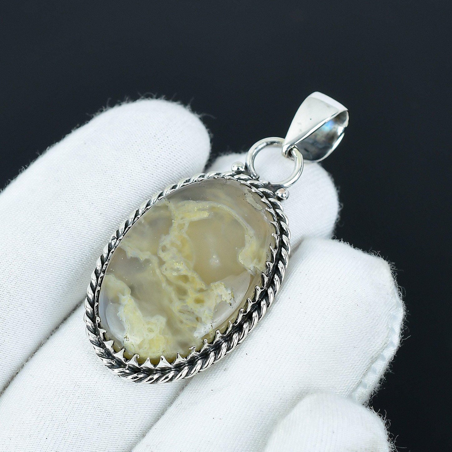 Green Moss Agate Gemstone Pendant