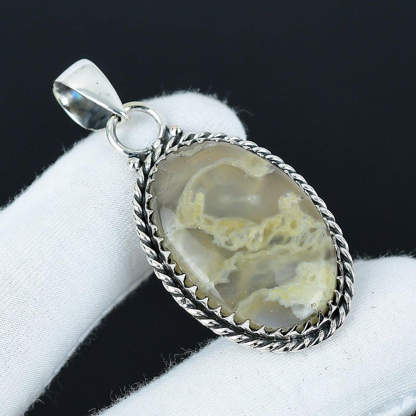 Green Moss Agate Gemstone Pendant