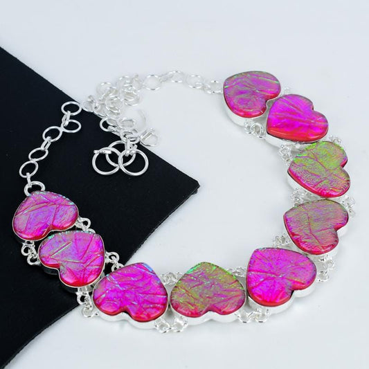 Pink Fire Opal Gemstone Necklace