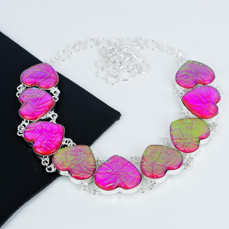 Pink Fire Opal Gemstone Necklace