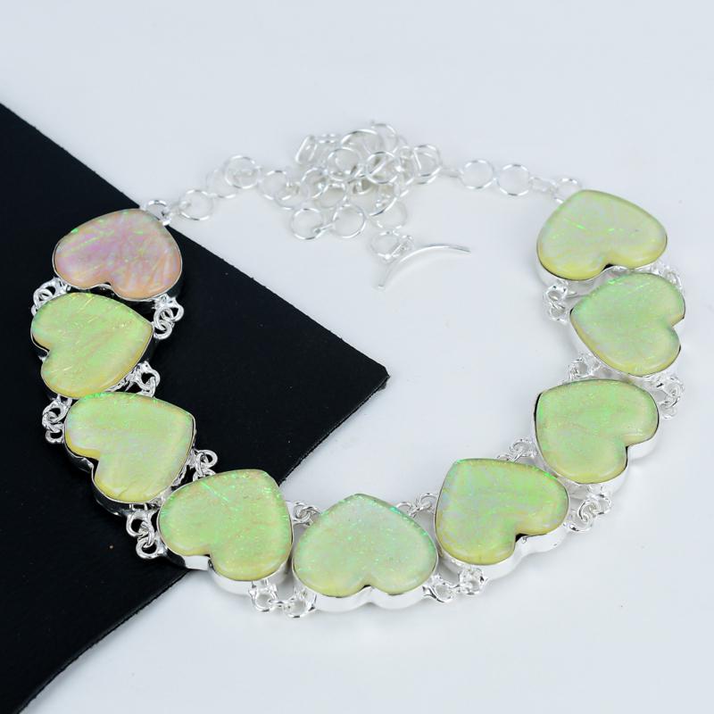 Orange Fire Opal Sterling Silver Necklace