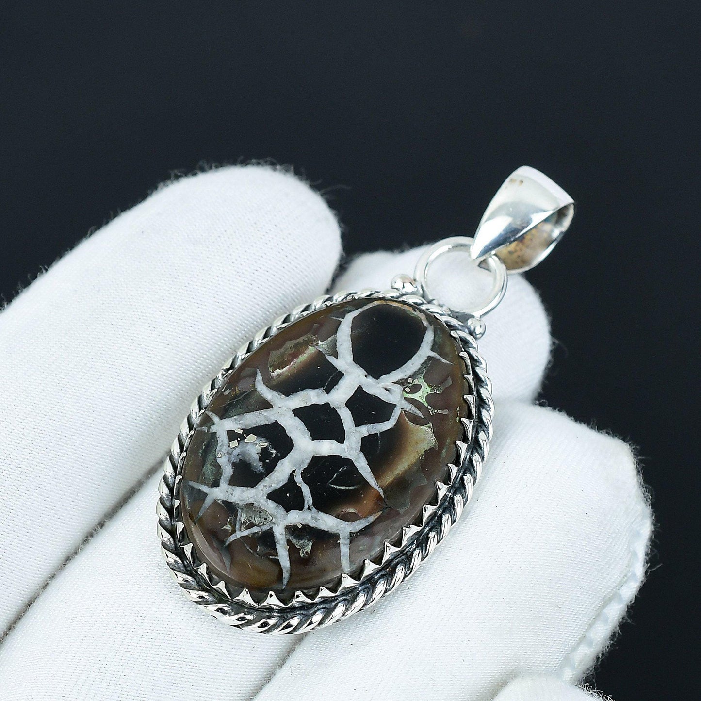 Yellow-Brown Septarian Gemstone Pendant