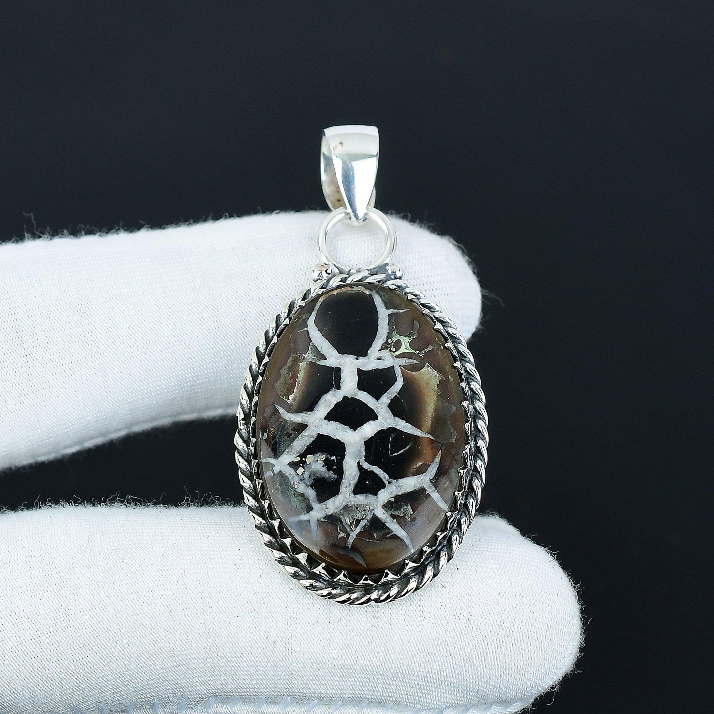 Yellow-Brown Septarian Gemstone Pendant