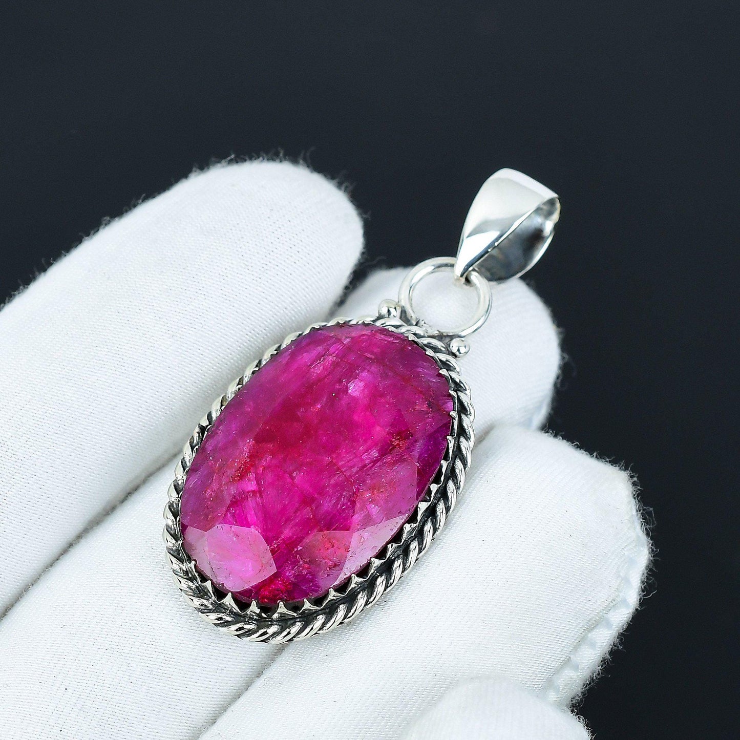 Red Kashmir Ruby Gemstone Pendant