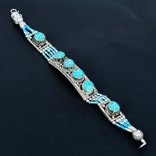 Turquoise Gemstone Silver Bracelet