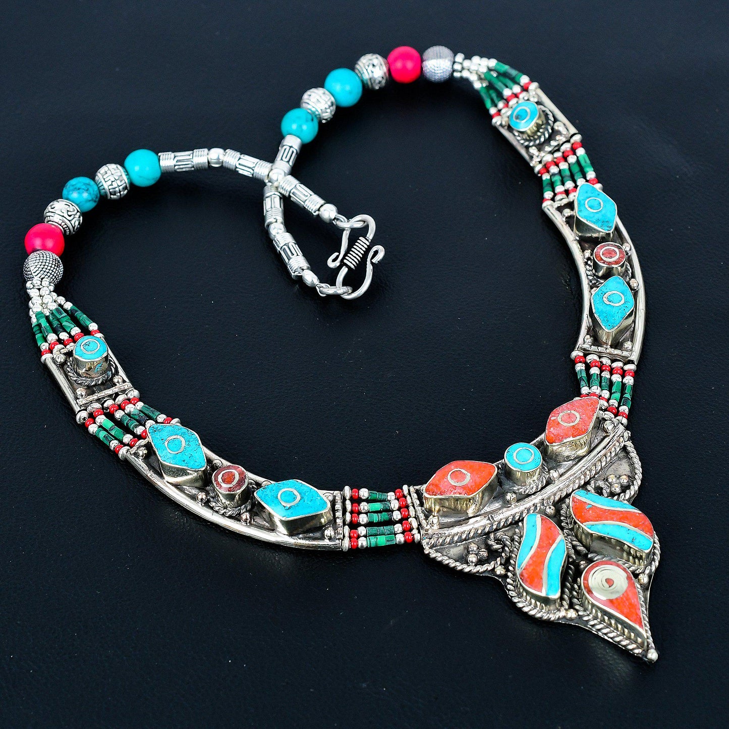 Turquoise Coral Lapis Gemstone Necklace