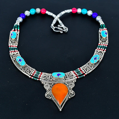 Turquoise Coral Lapis Lazuli Gemstone Necklace