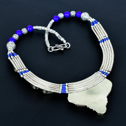 Blue Lapis Lazuli Gemstone Sterling Silver Necklace