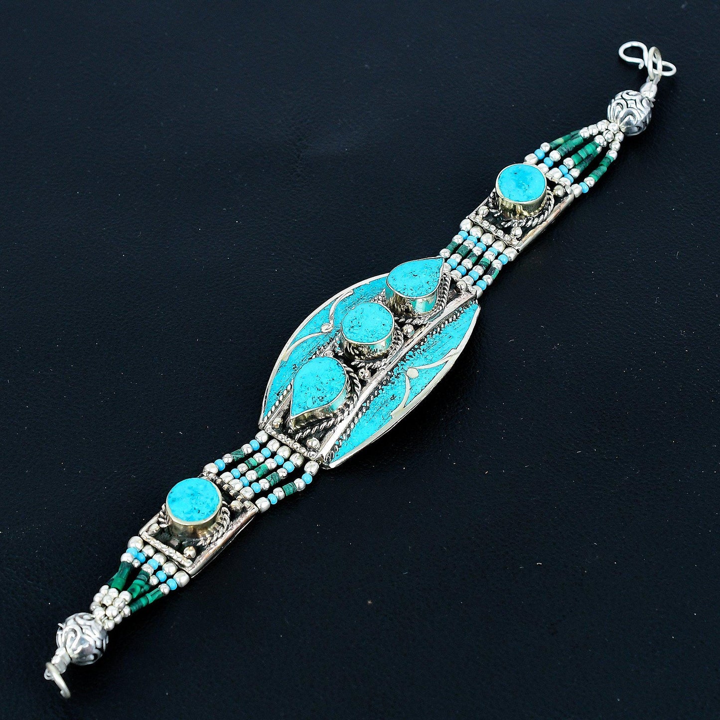 Turquoise Gemstone Sterling Silver Bracelet