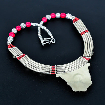 Red Coral Gemstone Sterling Silver Necklace