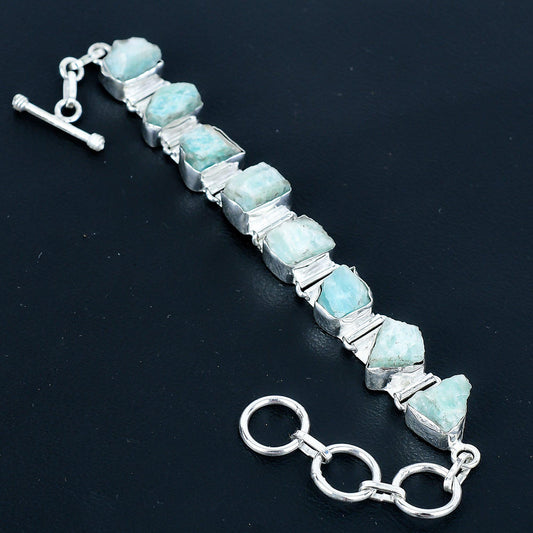 Green Amazonite Gemstone Sterling Silver Bracelet