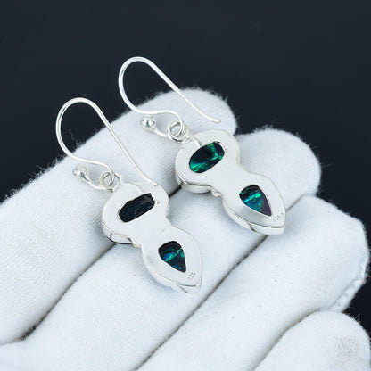 Red Fire Opal Gemstone Sterling Silver Earrings