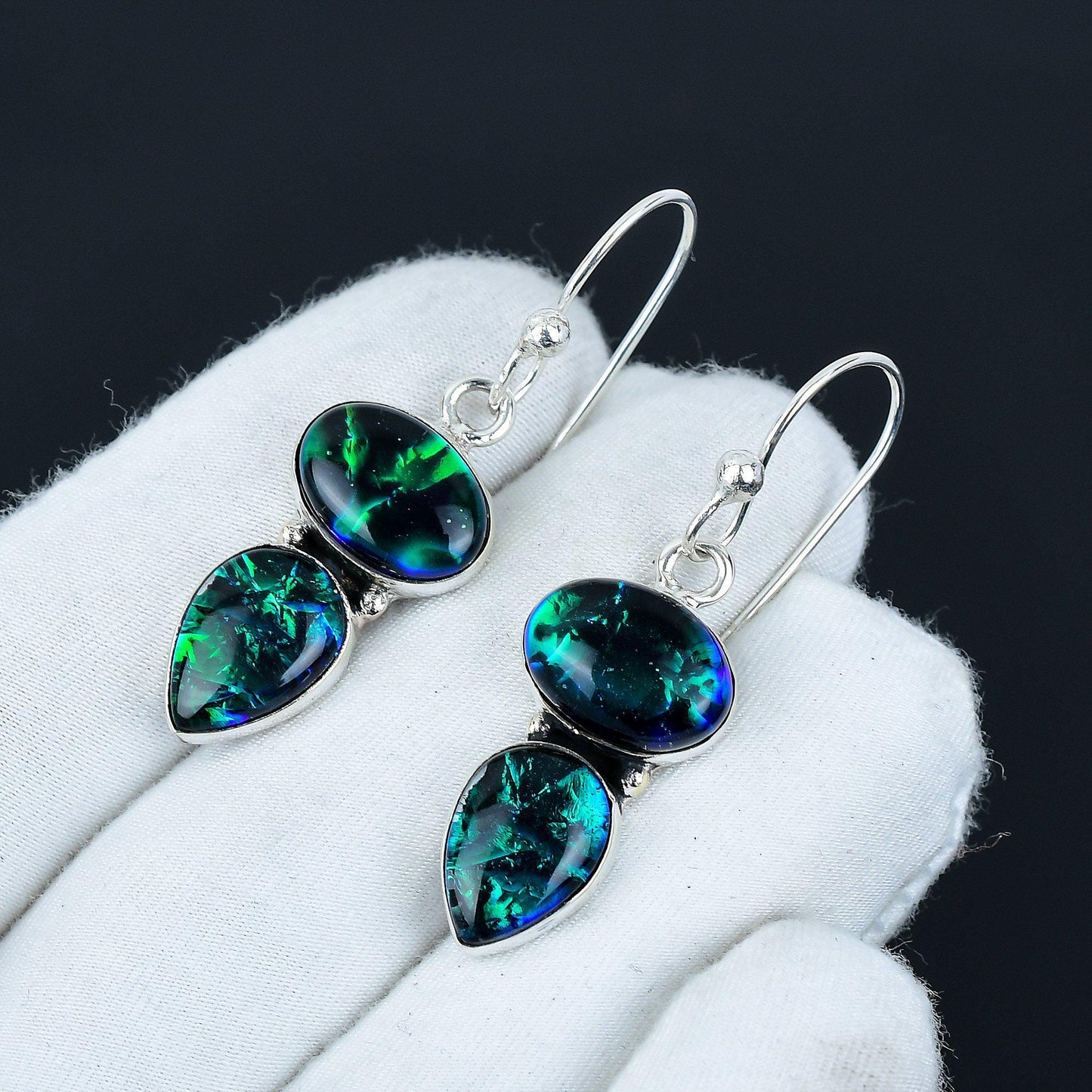 Red Fire Opal Gemstone Sterling Silver Earrings