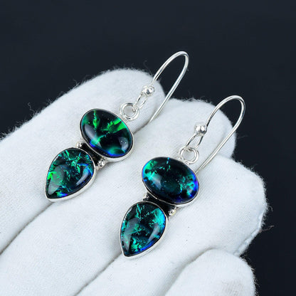 Red Fire Opal Gemstone Sterling Silver Earrings