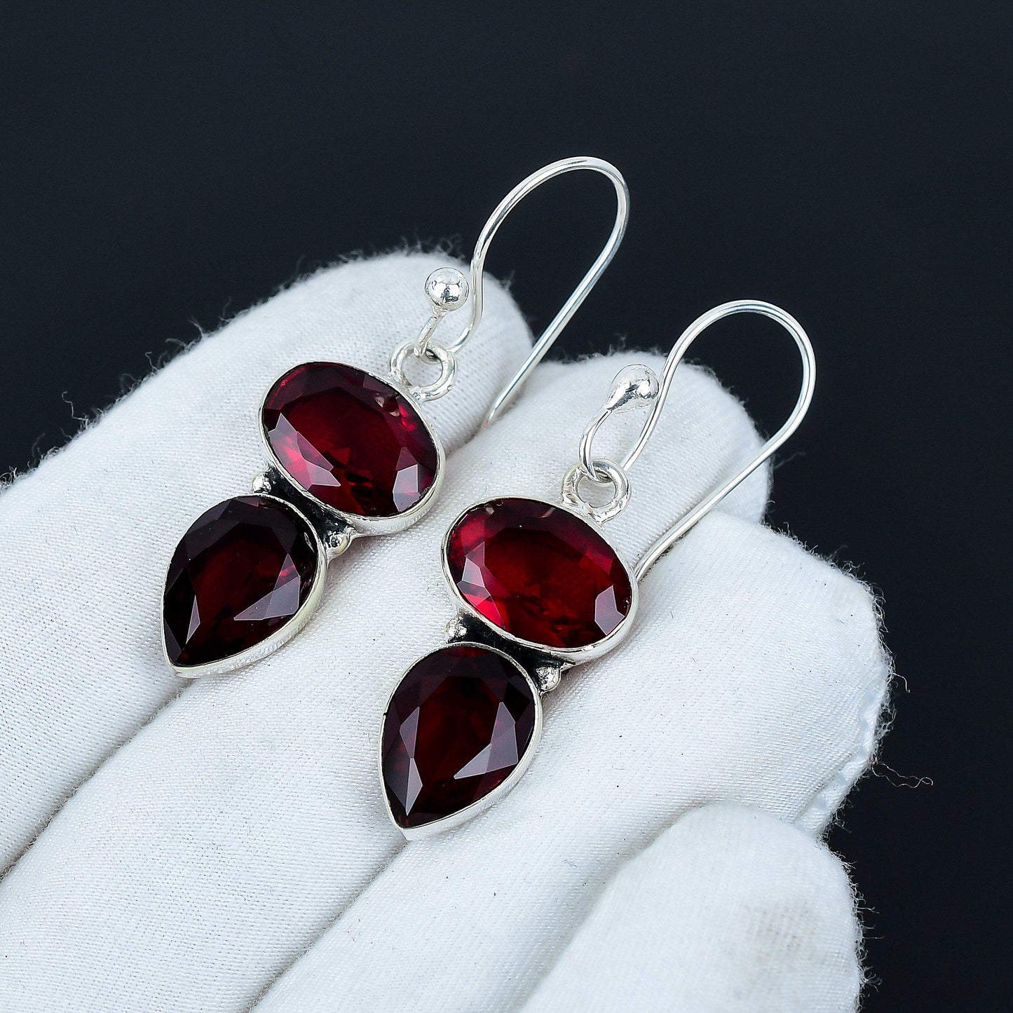Red Garnet Gemstone Earrings