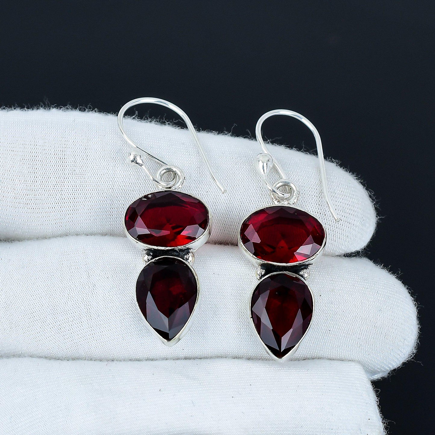 Red Garnet Gemstone Earrings