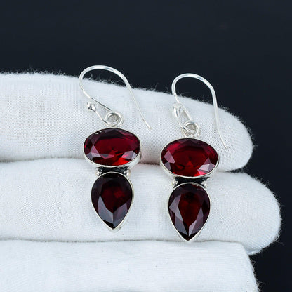 Red Garnet Gemstone Earrings
