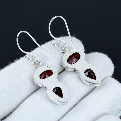 Red Garnet Gemstone Earrings