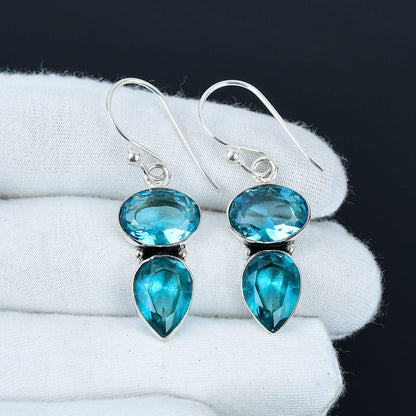 Swiss Blue Topaz Gemstone Earrings