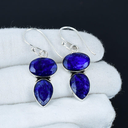 Blue Sapphire Gemstone Earrings