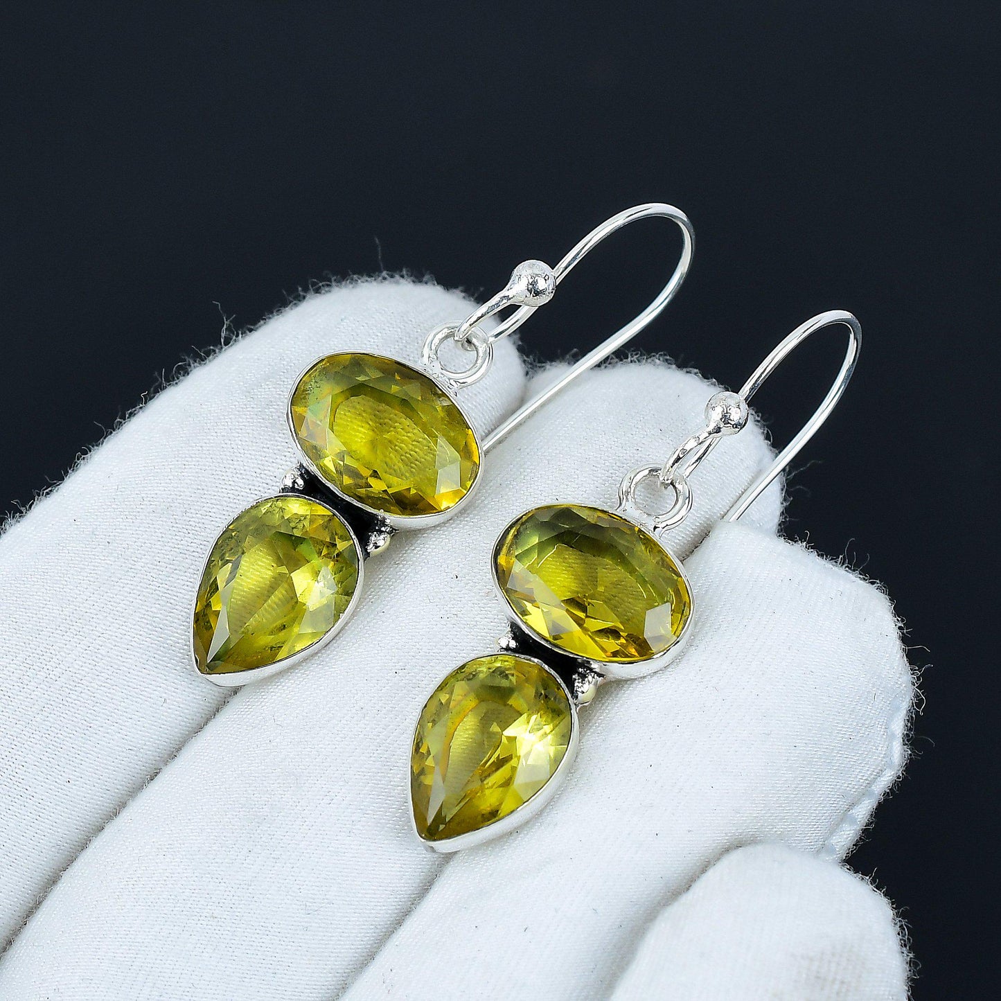 Yellow Citrine Gemstone Earrings