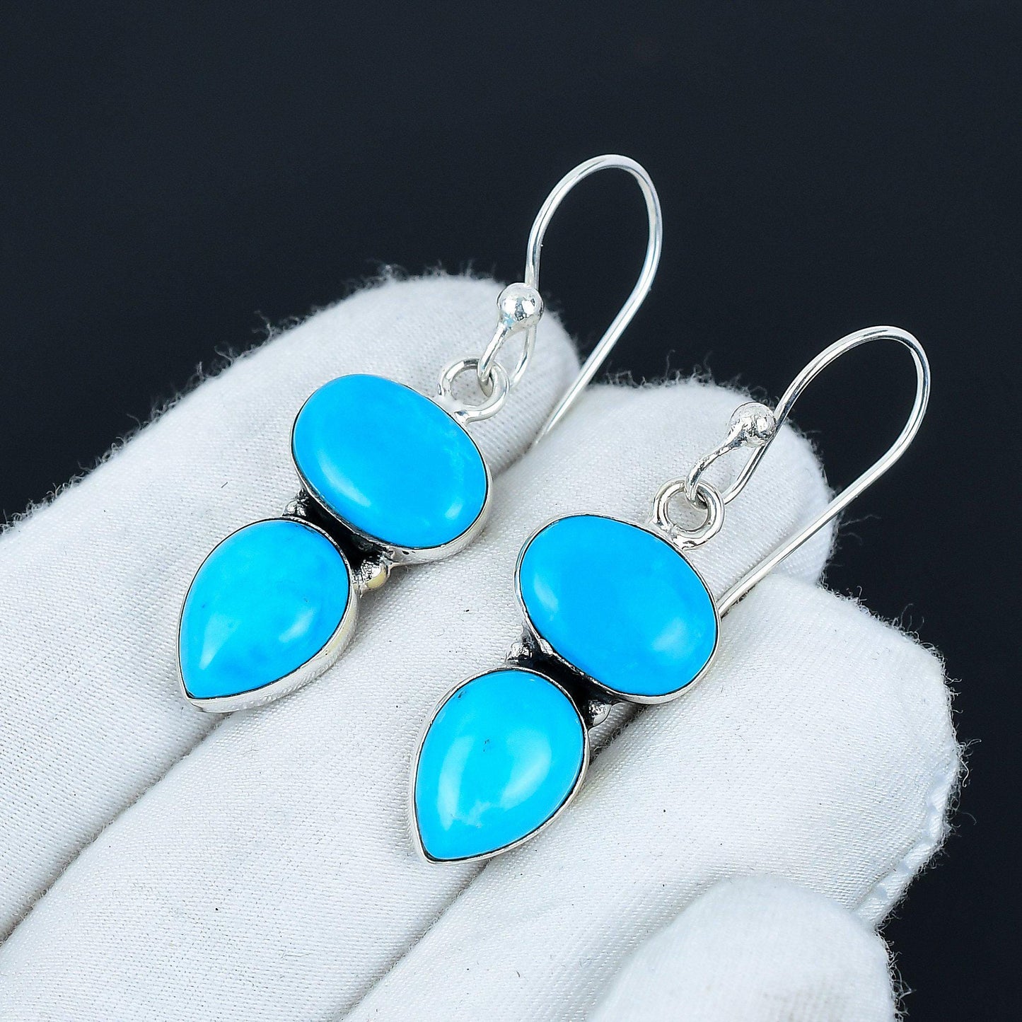 Sleeping Beauty Turquoise Gemstone Silver Earrings