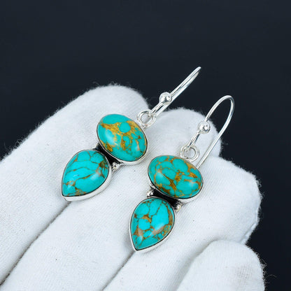 Turquoise Gemstone Sterling Silver Earrings