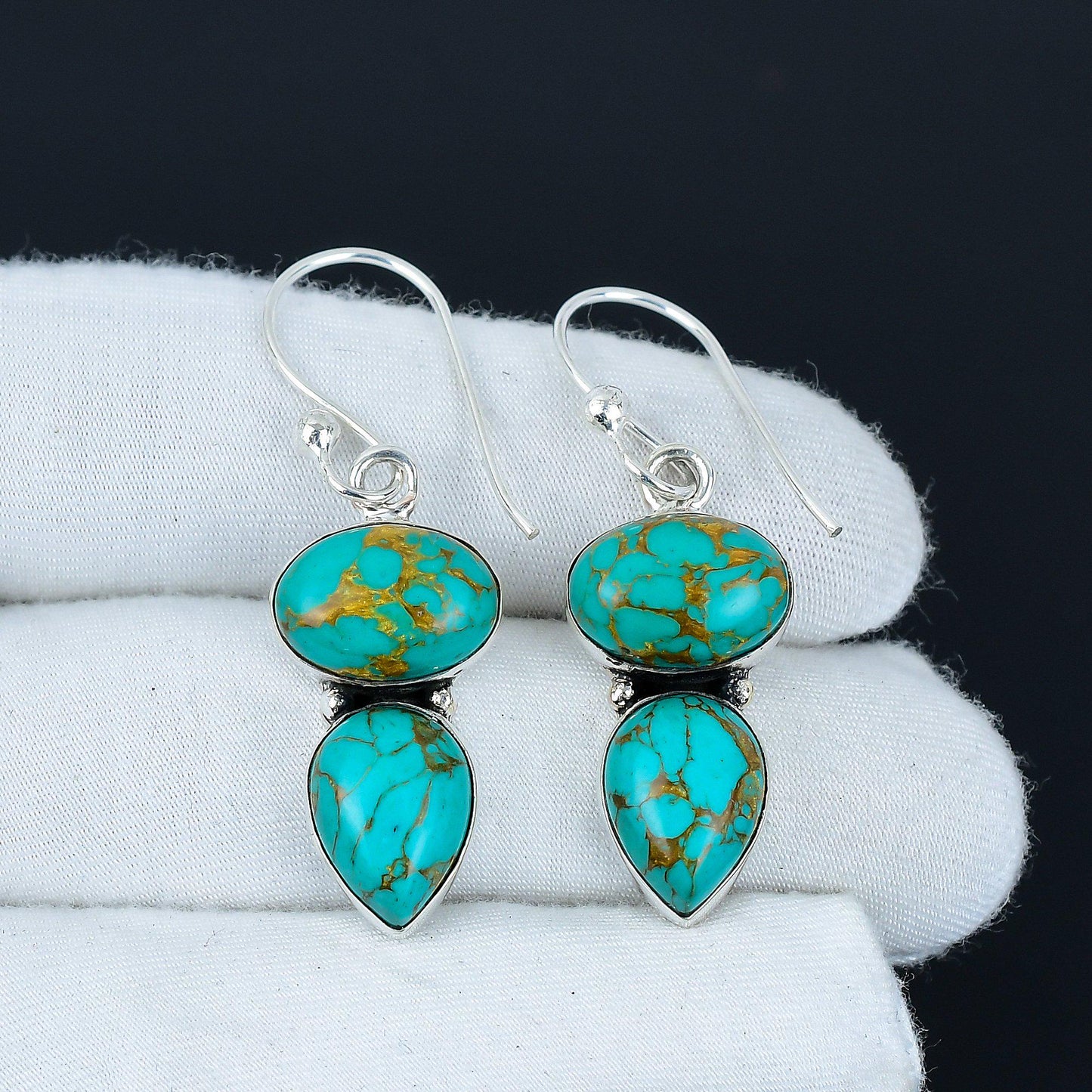 Turquoise Gemstone Sterling Silver Earrings