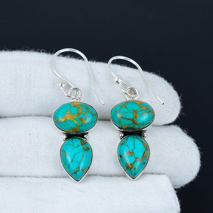 Turquoise Gemstone Sterling Silver Earrings