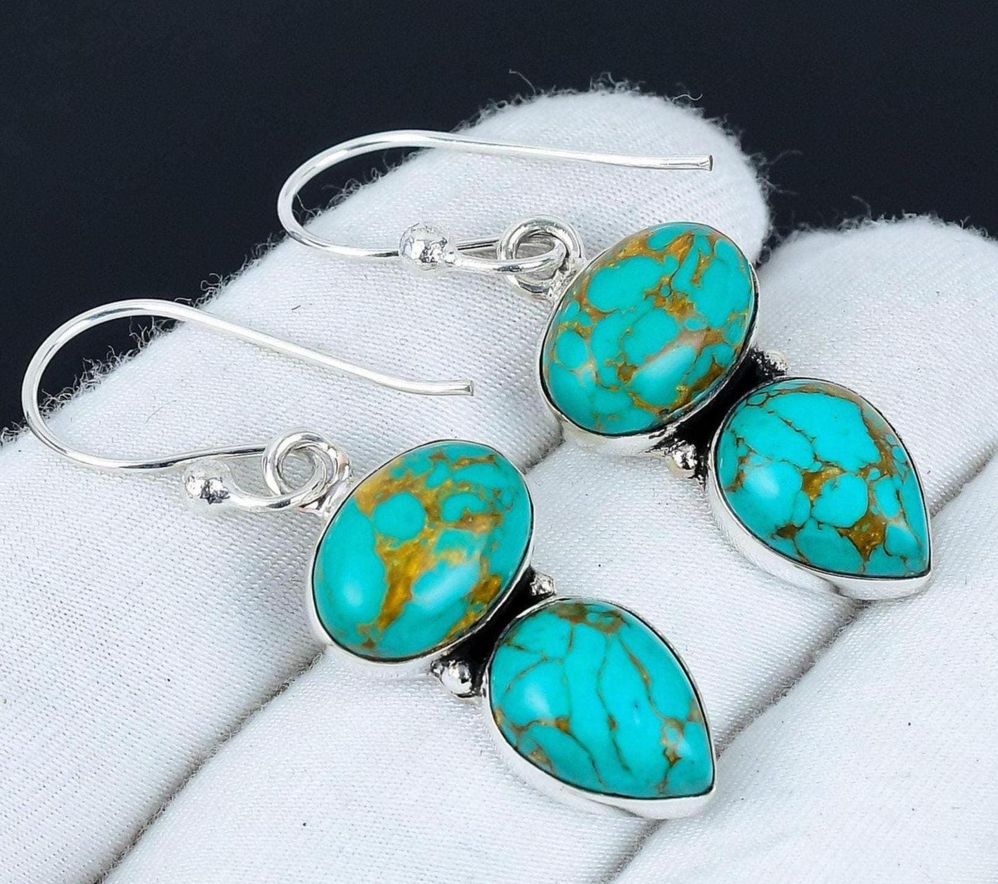 Turquoise Gemstone Sterling Silver Earrings